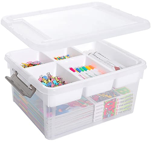 Citylife 16L Plastic Storage Boxes with Removable Tray Clear Craft Organizers with Compartments Storage Container for Organizing Bead, Tool, Sewing, Playdoh