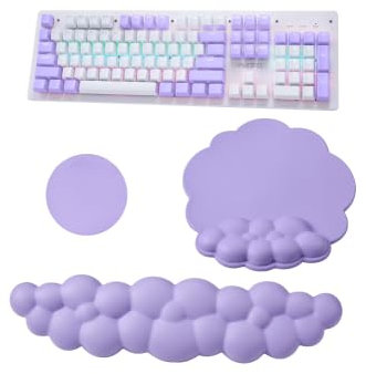 Weiß Cloud Handballenauflage für Tastatur und Maus, Weiche Bequeme Tastatur Handballenauflage, Wrist Rest, Ergonomisches Memory Foam Handgelenkstützen Set für Computer Laptop, Büro und Spiele