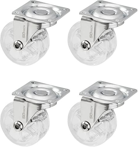 SOTECH 4 Stück Design Lenkrollen SHIFT Rollen-Ø 50 mm transparent, belastbar bis 140 kg (35 kg pro Möbelrolle), Höhe 64 mm