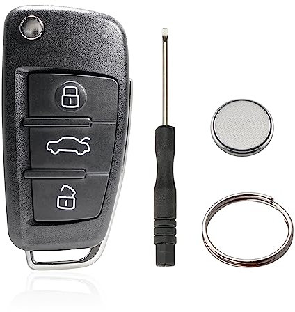 3 Button Car Key Remote Control Flip Key Case for Audi A2, A3, A4, A6, A8, TT (with Batteries)