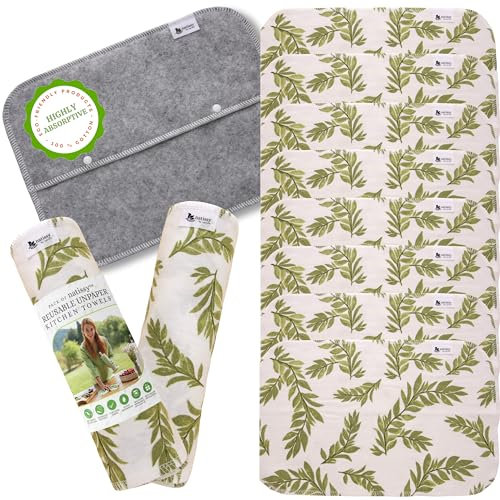 Essuie-tout lavables réutilisables à dérouler (lot de 10), 100% coton doux et ultra-absorbants, fabriqués en UE, sans support, idéals pour la cuisine, la table et le nettoyage quotidien