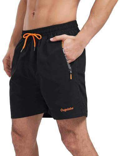 Ougelebo Badehose Herren Schnelltrocknend Badeshorts mit Mesh-Futter | Schnelltrocknend Atmungsaktiv Wasserabweisend Badehose Kurz Männer Elastische Taille mit Tunnelzug