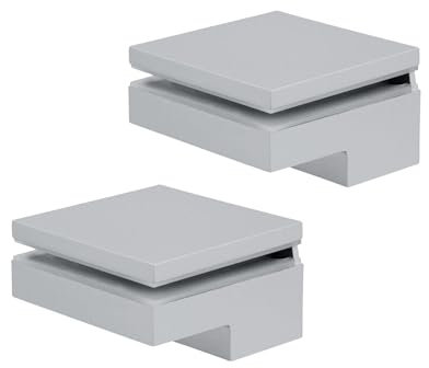 Gedotec Klemmtablarträger | 2 Stück | Tablarträger | HUBERT | Regalhalterung aus Stahl | Tragkraft: 40 kg | Regalträger für Tablardicke 6-40 mm | Glas-Bodenträger | Wandhalterung Regal Weißaluminium