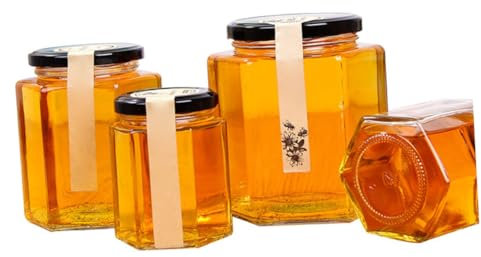 BESTonZON 10stücke Sechseckige Transparente Glasflaschen Honig-vorratsflasche Leeres Glas Nusszuckerbehälter Für Küche Zu Hause