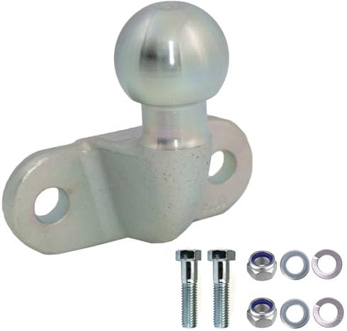 AHAKA Anschraubplatte Flansch Kugelkopf 3,5 t Anhängerkupplung Anhängebock Anhänger - Silber + Schraubenset 2xM16