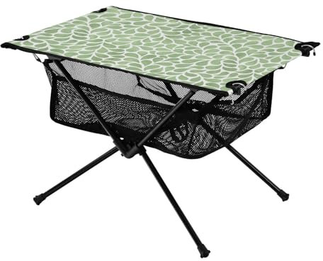 ZRWLUCKY Drops Green Floral Industrial Short Foldable Table Durable Picninc Table with Carry Bag for Sand Outdoor Picnic