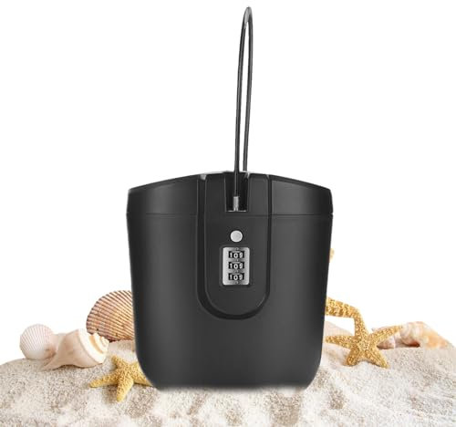 Shurzzesj Boîte de verrouillage de plage, boîte de verrouillage portable étanche avec poignée de câble amovible, boîte de rangement de 2 L, boîte de rangement intérieur/extérieur, coffre-fort pour
