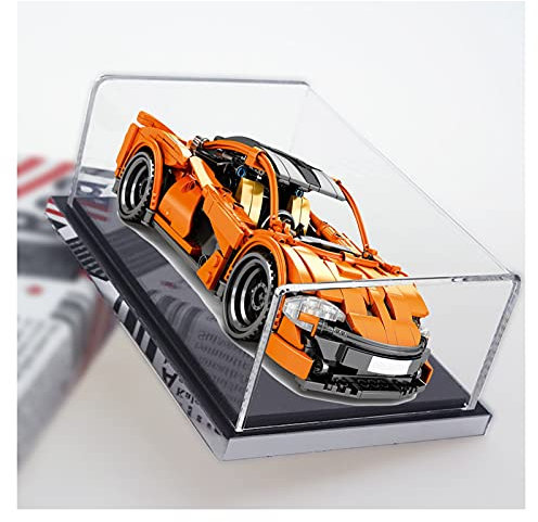 Transparente Acryl Vitrine Acryl-Vitrine, staubdichte Box aus 0,3 mm dickem, transparentem Plankenholz, schwarzes Basis-Organizer-Regal für Autos, Modelle, Sammlerstücke, anpassbar