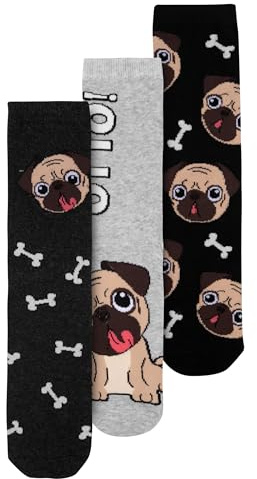 United Labels Bastian Bielendorfer Mops Otto! Socken für Herren und Damen - Unisex Sneaker Strümpfe Grau (3er Pack)