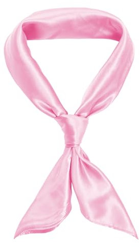 jerbro Damen Chiffon Seidentuch Schals Seidenschal Bandana Halstuch Kopftuch Geschenk Frauen Mädchen Halloween Karneval Kostüm Zubehör 60 * 60 cm (Rosa, 60 * 60 cm/23.6 * 23.6 in)