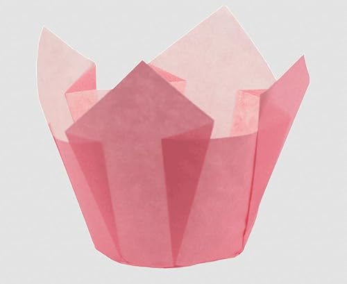 Demmler Muffin-Tulip-Wraps - Muffinförmchen - Tulipförmchen - Tulpen Form - Farbe: Rosa - Größe: 14 x 14 x 14 cm - 24 Stück - Made in Germany