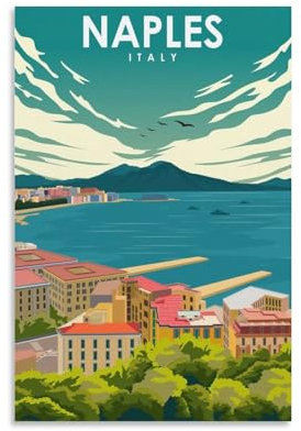 Jdheeh Poster auf Leinwand, Vintage-Reise, Neapel, Italien, 60 x 90 cm