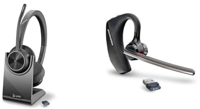 Plantronics Micro-Casque sans Fil Poly Voyager 4320 UC et socle de Chargement - Micro-Casques & Poly Voyager 5200 UC Wireless Headset & Chargeur Casque Bluetooth Mono-Oreille (Mono)