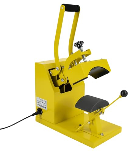 Hochleistungs Kappen Heißpressmaschine für Mützen Kappen, Heat Press Heisspresse Hitzepresse Maschine 200℃ Cap Transferpresse (Gelb)