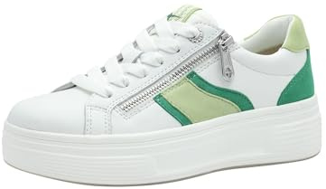 Tamaris Comfort Damen Plateau Sneaker mit Reißverschluss Low Top, Mehrfarbig (Green Comb), 36 EU