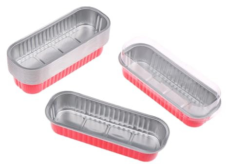10 mini moldes para pan con o sin tapa, 192.8 g, rectangulares de papel de aluminio, reutilizables, mini recipientes para pan y magdalenas