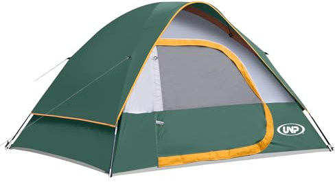 UNP Tente 4 Personnes, ImperméAble, Coupe-Vent, avec Pare-Pluie, Facile à Installer, Tente DôMe Portable pour Camping, 240 X 210 X 120 cm (Vert)