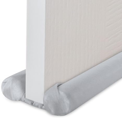 OEEYYT Boudin de porte, 91 cm, double joint de porte, découpable, courants d'air, bruit, froid et insecte, gris
