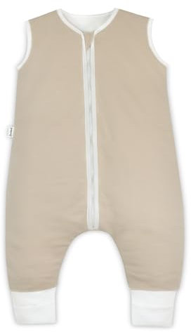 Ehrenkind® Babyschlafsack | Schlafsack mit Füßen 2.5 TOG | Bio-Baumwolle | Ganzjahres Schlafsack Baby Gr. 90 Farbe Beige | Oeko-Tex | Schlafsack winter und Sommer Schlafsack Kinder