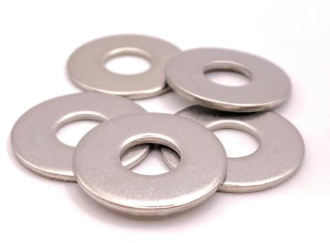 Arandelas de metal M18 acero inoxidable Ø exterior 45 mm | Arandela plana ancha M18x45mm | Acero inoxidable A2 (V2A/304) estándar NFE 25514 L | Madera/Metal/Tuercas/Tornillos/etc: Lote de 5 piezas
