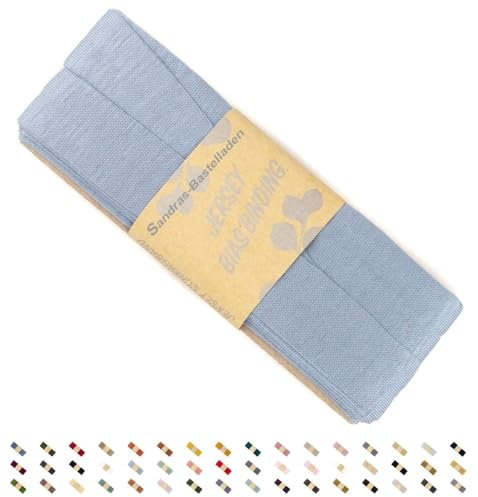 Sandras-Bastelladen Jersey Schrägband/Einfassband elastisch & gefalzt 3m x 20mm - 100% Viskose Jeansblau