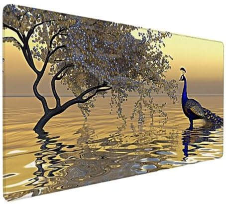 Schreibtischunterlage, Mauspad mit Leder und Rutschfester Wildleder, Mousepad Multifunktionales Mousepad Laptop Schreibunterlage, Tisch-Schutz Unterlage für Büro/Home 700x300x3mm, Gelb Anlage F-J