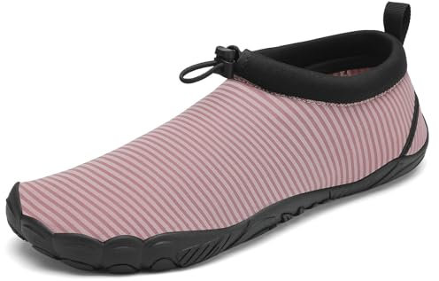 Mishansha Badeschuhe Herren Damen Wasserschuhe Atmungsaktive Schnell Trocknend Schwimmschuhe rutschfeste Leicht Barfußschuhe fur Männer Frauen, Gekoppelt Rosa, 38 EU