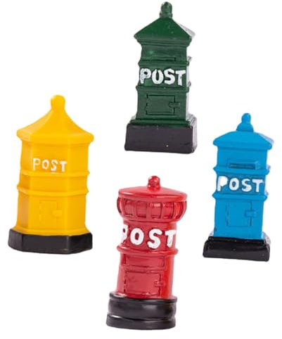 Angoily 4 Stücke Miniatur Puppenhaus Briefkasten Harz Handwerk Mini Post Box Spielzeug Puppenhaus Zubehör Vintage Stil Briefkasten Modell