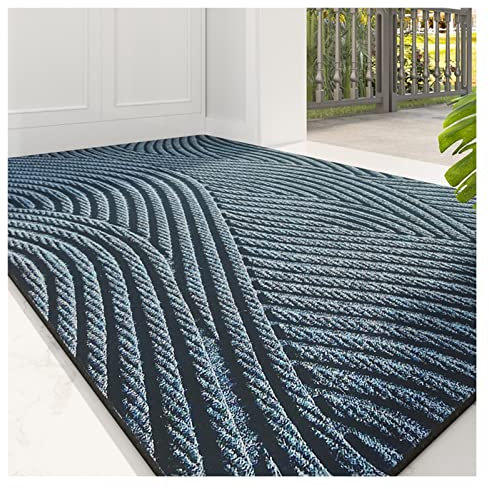 Rutschfeste Fußmatte für den Außenbereich, strapazierfähig, reißfest, für Hotel, Veranda, Bodenmatte, schneidbar, 4 Farben erhältlich (Blau, 80 x 120 cm)