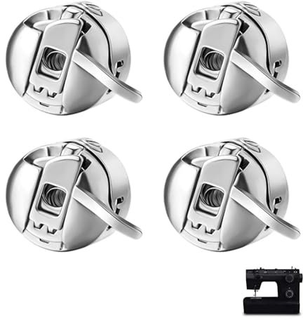 4 Stücke Spulenkapsel für Nähmaschine, Edelstahl Spulenkapsel Universal für Frontlader Maschinen Klasse 15 Passend für Babylock, Bernina, Brother, Elna, Janome, Singer, Langlebig Robuste Nähzubehör