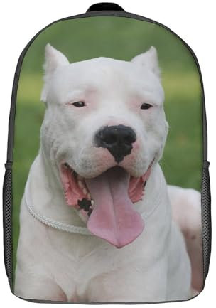 Dogo Argentino Rucksack 3D-gedruckter Kinderschulrucksack Kinderreiserucksäcke Büchertaschen mit hoher Kapazität Kinderrucksack 17 Zoll
