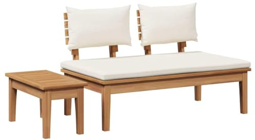 vidaXL Garden Bench 2 pcs Brown Solid Teak wood, Garden and Terrace, Modern Teak Wood Furniture, Patio Set, Outdoor Seating, Backyard, Rectangular Table