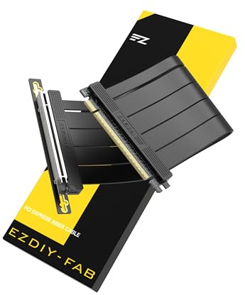 EZDIY-FAB PCIE 5.0 Riser-Kabel, ultraflexible 128 GB/s Bandbreite, GPU-Erweiterung, vertikale GPU-Halterung für RTX 5090 4090 und RX 9000, abwärtskompatibel PCIE 4.0/3.0, rechtwinklig, 30 cm, Schwarz