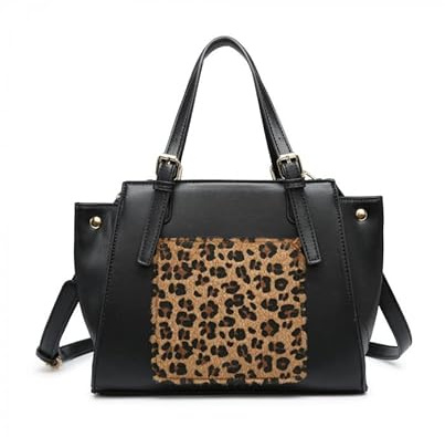 JFY Small Leopard Pattern Buckle Handles Day Bag