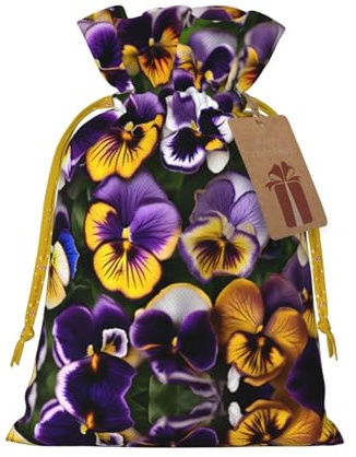 Pansy Perfection Print Print Reusable Gift Bags,Drawstring Gift Bags For Jewelry And Gifts,For Festive Occasions