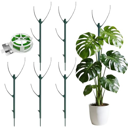 5 Pièces Tuteurs pour Plantes Grimpantes en à Forme de Branche Support de Tige Plante Tuteur Empilable Tuteur Anti Basculement avec 20 M Corde Fixation pour Fleurs Plantes Vertes Vignes