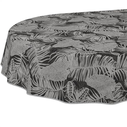 Wachstuchtischdecke Tischdecke abwaschbar Wachstischdecke pflegeleicht wasserabweisend Lotuseffekt Gartentischdecke Nachttropik Oval 200 x 140 cm mit Saum (Eingefasst)