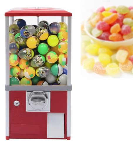 Retro SüßIgkeitenautomat, SüßIgkeitenautomat FüR Partys, Mini SüßIgkeitenautomat, Durchsichtiges Fenster, Münzgeeignet, Spielwarengeschäfte, Einzelhandelsgeschäfte und Freizeitparks 红色-26 * 29 * 53厘米