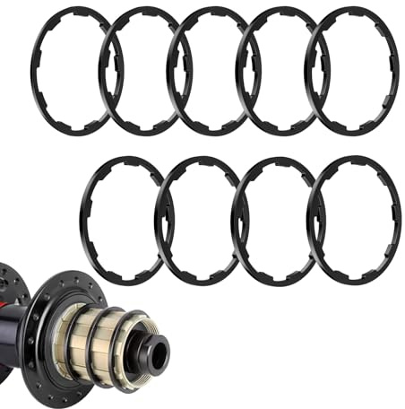 Pawfly 9 teiliges Bike Kassettenspacer-Set, Aluminiumlegierung Freilaufkörper Distanzscheiben für 7/8/9/10/11-fach Kassette, 6 Größen 1/1.5/1.85/2/2.18/2.35mm, MTB Rennrad Kassette Dichtung