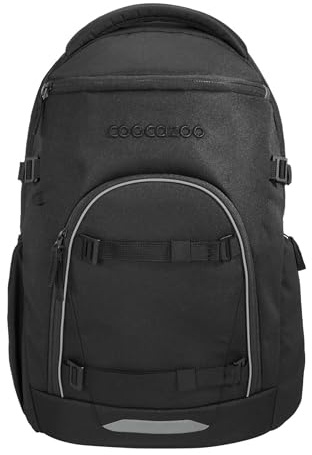 coocazoo Byte Schulrucksack „Black Coal”, schwarz, ergonomischer & anpassbarer Tornister, höhen- & größenverstellbar, mit Brustgurt & Hüftgurt, ab der 3. Klasse
