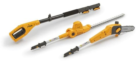 STIGA MT 100e Akku-Multitool, 20 V – 46 cm Klinge, 55 cm Teleskopstiel – Softgrip-Griff, Heckenschere & Astsäge, Akku Nicht Enthalten, Schwarz