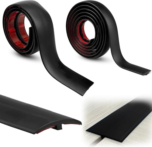 Übergangsprofil T Profil, 0.5 CM * 1 M, 1.95 CM*2 M Übergangsleiste Boden Selbstklebend, PVC Türschwellen Leiste, PVC Abdeckleiste Flexible für Überbrücken von Bodenfugen und Türöffnungen, Schwarz