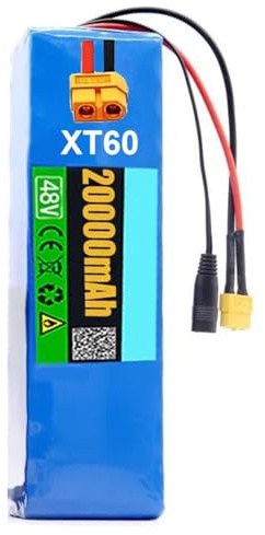 E-Bike Battery Pack 48V 20AH Rechargeable Battery For 200W 350W 400W 500W 800W Motor 13S3P Waterproof Electric Motorcycle Go-Kart Scooter Bike Battery With Charger XT60,48V 20Ah