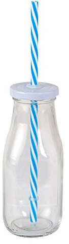 Mopec Botellitas con Tapa, Cristal, Azul, 6x6x15 cm, 8 Unidades