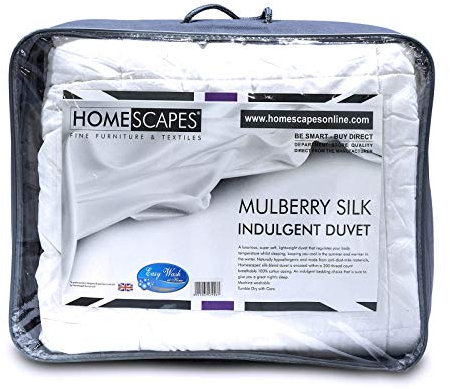Homescapes Sommerdecke Seide 260x220 cm, Bettdecke Maulbeerseide mit 250 GSM Füllung aus Seide & Funktionsfaser, leichte Bettdecke mit Baumwollbezug, Wärmeklasse 2, Oeko-TEX Standard 100