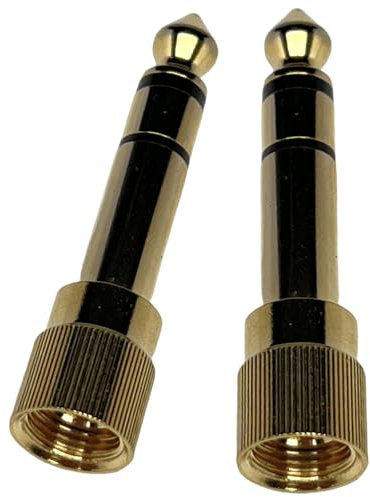 CESS 2-Pack 1/4 Stereo Phone Screw-On Adapter - Male 1/8 to Male 1/4 - 3.5mm Stereo to 6.35mm Stereo