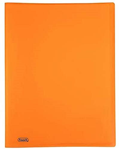 Favorit 400102288 Portalistino Neon con 60 Buste Formato Interno 22X30 cm, Arancio Fluo