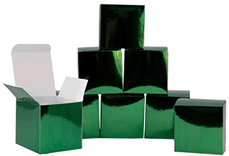 Oblique Unique® 8 Pappschachteln für DIY Adventskalender Advent Kisten Boxen Schachteln Glänzend für Weihnachten zum Basteln Befüllen Dekorieren - Farbe wählbar (Grün)