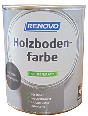 Renovo 750 ml Holzbodenfarbe RAL 7016 Anthrazitgrau Seidenmatt, für Innen
