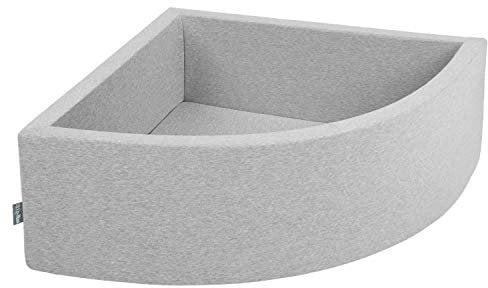 KiddyMoon 90X30/SIN Bolas Piscina De Bolas ∅ 7Cm para Ninos Cuarto Angular Hecha En La UE, Gris Claro